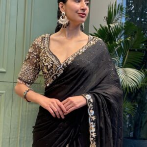 Black Color Soft Silk Party Wear Saree