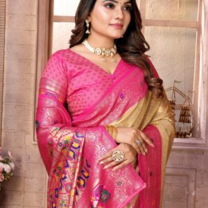 Captivating Gold Color Classic Pallu Silk Saree