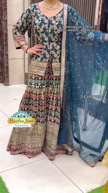 Heavy Embroidered Sharara Set ? Red, Navy Blue, Teal - Image 4