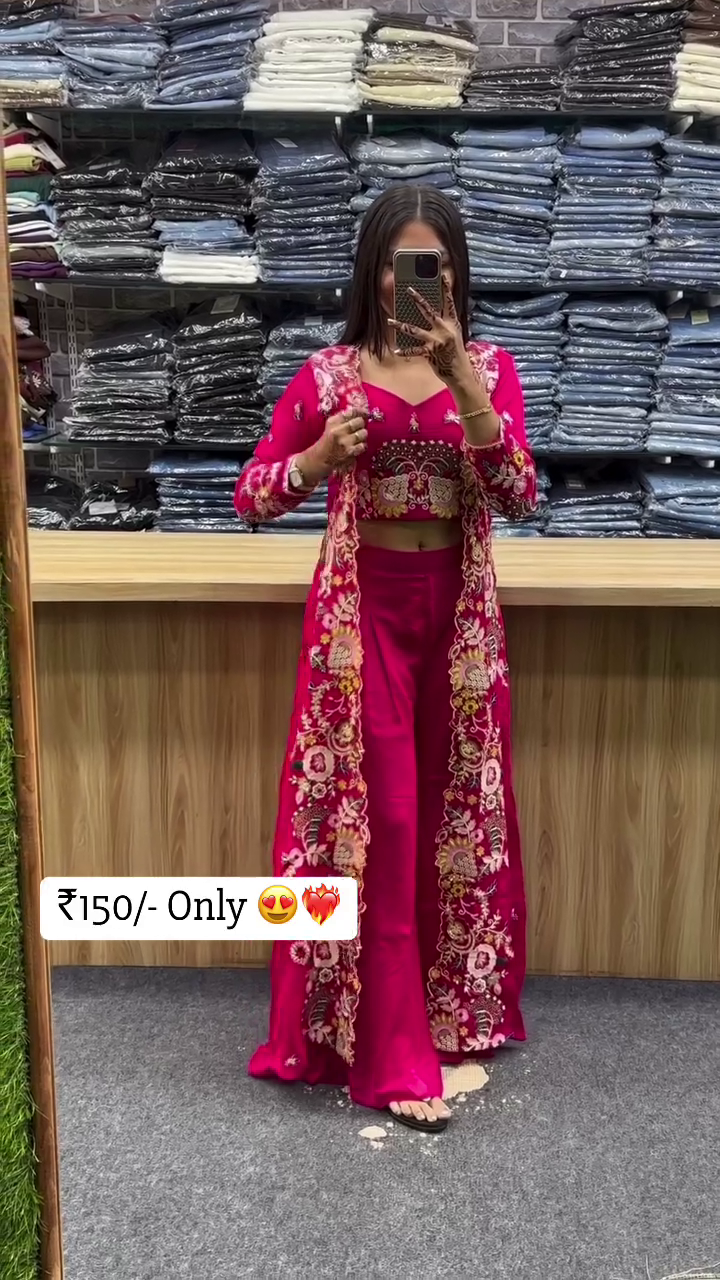Embroidered 3-Piece Indo-Western Co-Ord Set